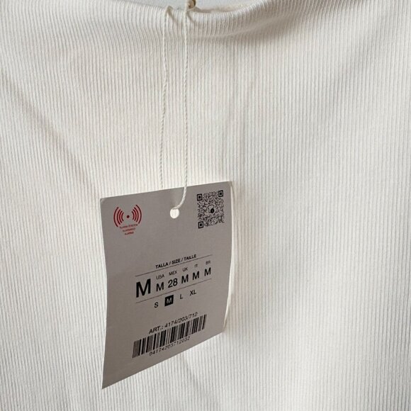 Zara Voluminous Combined Ruffle Short Dress NWT Ecru White Size Medium - Picture 10 of 11